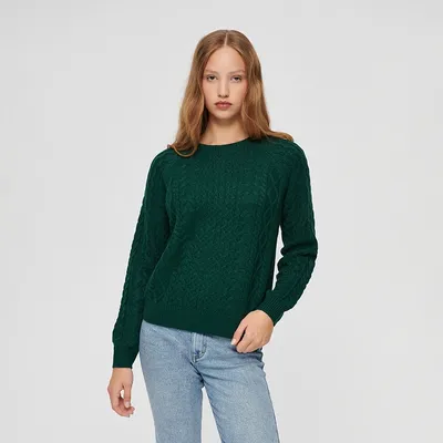 House Zielony sweter z warkoczowym splotem - Turkusowy