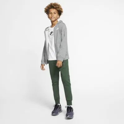 Nike Bluza z kapturem i zamkiem na całej długości dla dużych dzieci Nike Sportswear Club - Szary
