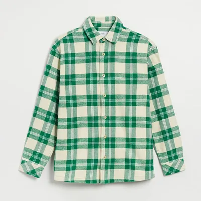 House Flanelowa koszula w kratę zielona - Khaki