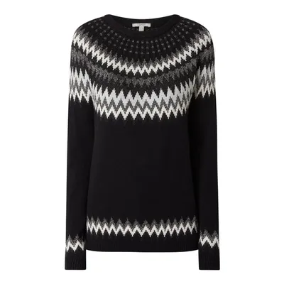 Esprit Esprit Sweter z norweskim wzorem z bawełną ekologiczną