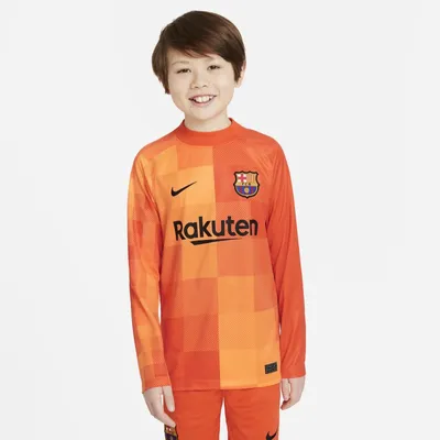 Nike Koszulka piłkarska z długim rękawem dla dużych dzieci FC Barcelona 2021/22 Stadium Goalkeeper - Pomarańczowy