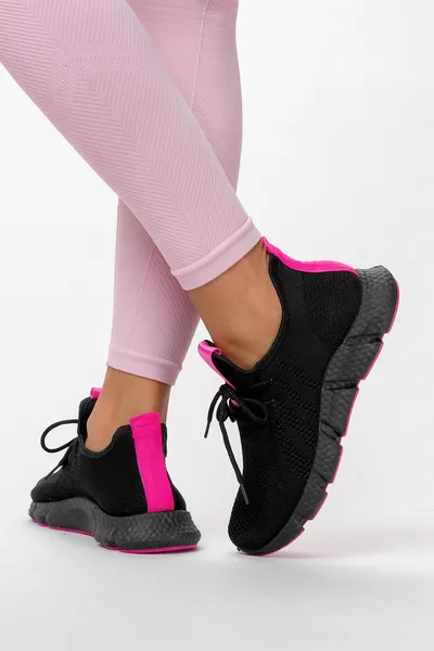 Casu Czarne sneakersy na platformie buty sportowe sznurowane casu yf607-5a