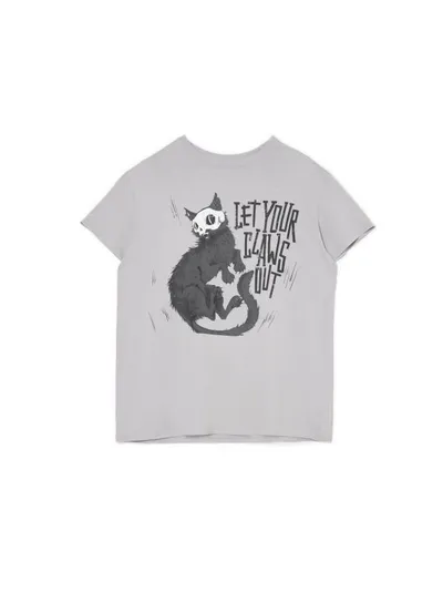 Cropp Szara koszulka z motywem kota