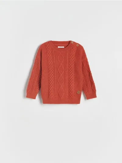 Reserved Sweter o swobodnym kroju, wykonany ze strukturalnej dzianiny. - czerwony