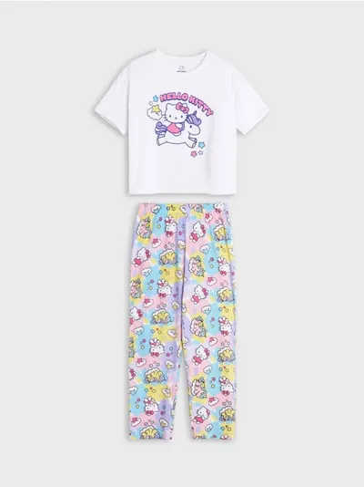 Sinsay Wygodna, bawełniana piżama z motywem Hello Kitty. - biały