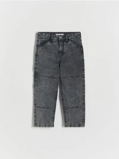 Reserved Jeansy typu wide leg, wykonane z bawełnianej tkaniny z domieszką elastycznych włókien. - jasnoszary