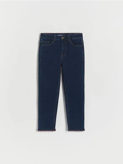 Reserved Jeansy typu regular, wykonane z bawełnianej tkaniny z dodatkiem elastycznych włókien. - granatowy