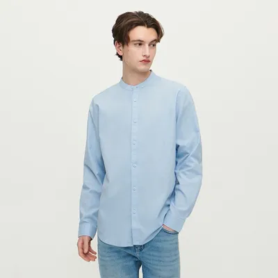 House Błękitna koszula regular fit z domieszką lnu - Niebieski