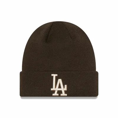 New Era Męska czapka zimowa NEW ERA LEAGUE ESS CUFF BEANIE LOS ANGELES DODGERS - brązowa