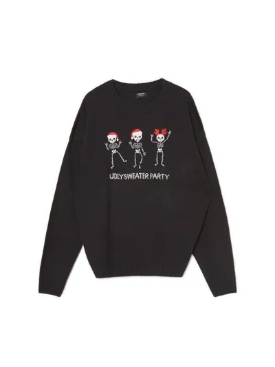 Cropp Czarny świąteczny sweter