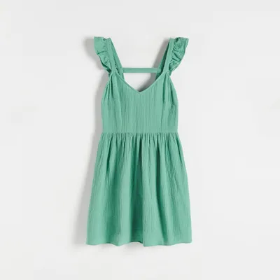 Reserved Bawełniana sukienka mini - Zielony