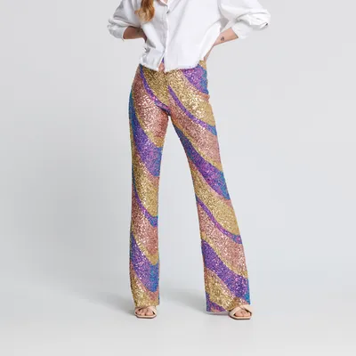 Sinsay Spodnie cekinowe ze wzorem - Wielobarwny