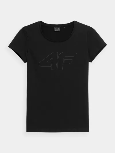 4F T-shirt regular z nadrukiem damski