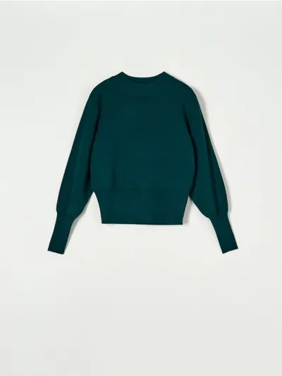 Sinsay Klasyczny sweter uszyty z miękkiej w dotyku dzianiny. - zielony