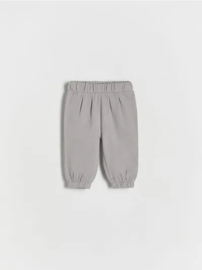 Reserved Dresowe spodnie typu jogger, wykonane z dzianiny z bawełną. - ciemnoszary