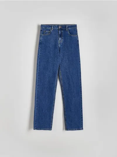 Reserved Jeansy o prostym kroju wykonane z bawełniannej tkaniny. - niebieski