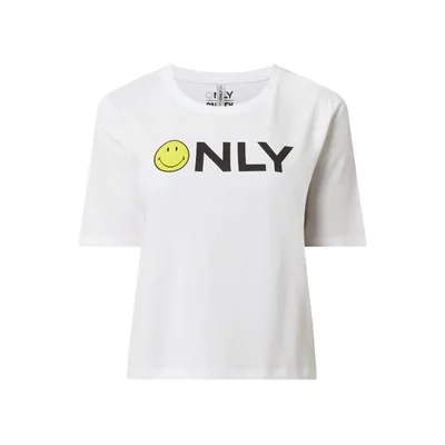 Only Only T-shirt z bawełny ekologicznej model ‘Smiley’
