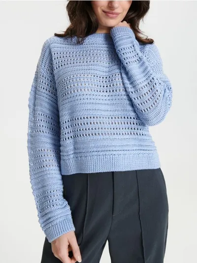 Sinsay Wygodny, ażurowy sweter wykonany z łatwego w pielęgnacji materiału. - fioletowy