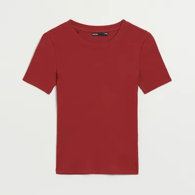 House Gładka i dopasowana koszulka Basic czerwona - Bordowy