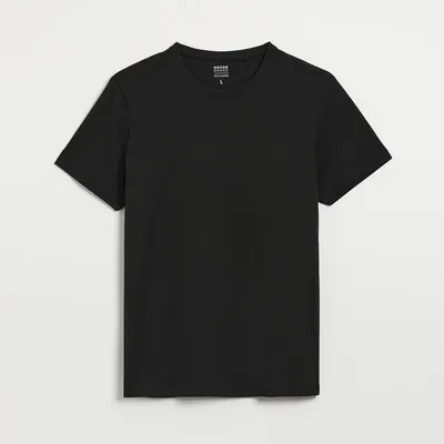 Gładka koszulka Basic czarna - Czarny