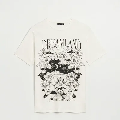 House Luźna koszulka Dreamland kremowa - Kremowy