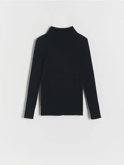Reserved Sweter o regularnym fasonie, wykonany z dzianiny z wiskozą. - czarny