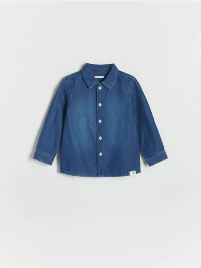 Reserved Koszula o regularnym fasonie, wykonana z bawełnianej tkaniny. - niebieski