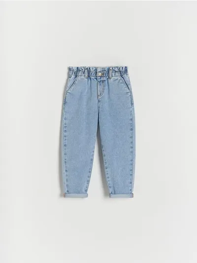 Reserved Jeansy typu baggy, wykonane z bawełnianej tkaniny. - niebieski
