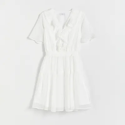 Reserved Sukienka z lyocellem - Biały