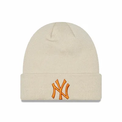 New Era Męska czapka zimowa NEW ERA LEAGUE ESS CUFF BEANIE NEW YORK YANKEES - beżowa