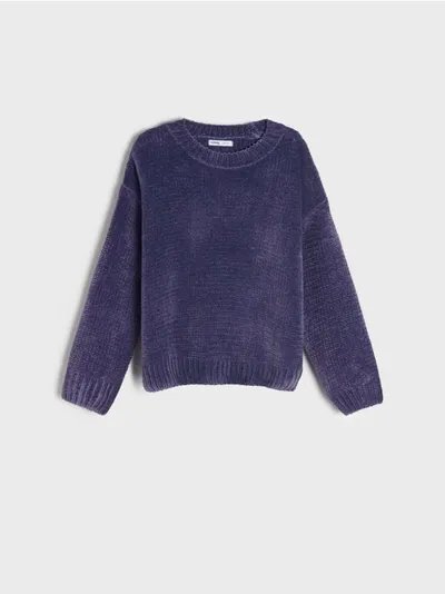 Sinsay Wygodny, ciepły sweter wykonany z miękkiej, szenilowej dzianiny. - ciemny turkus