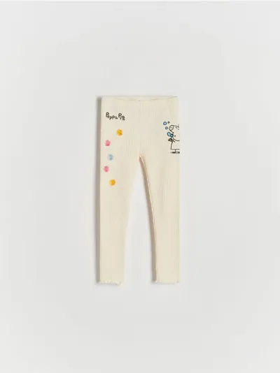 Reserved Spodnie typu legginsy, wykonane z bawełny. - kremowy
