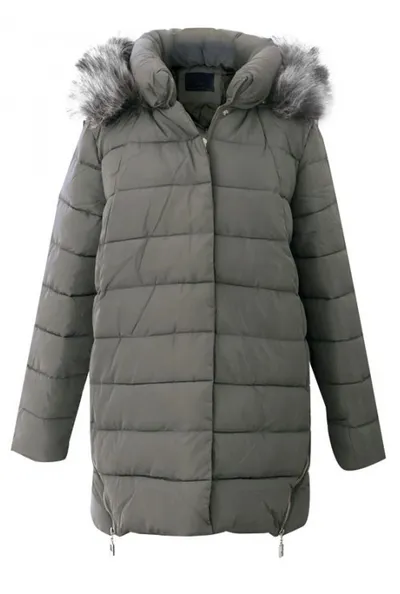 XL-ka Pikowana kurtka w dużych rozmiarach ALISON - KHAKI