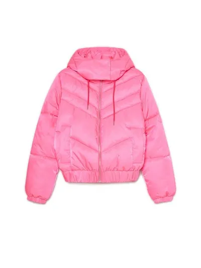 Cropp Różowa pikowana kurtka z odpinanym kapturem