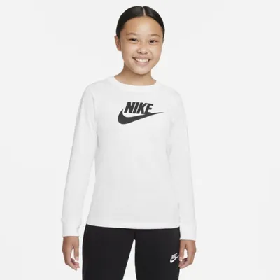 Nike T-shirt z długim rękawem dla dużych dzieci (dziewcząt) Nike Sportswear - Biel