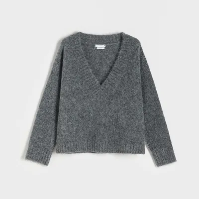 Reserved Sweter z dodatkiem wełny - Szary