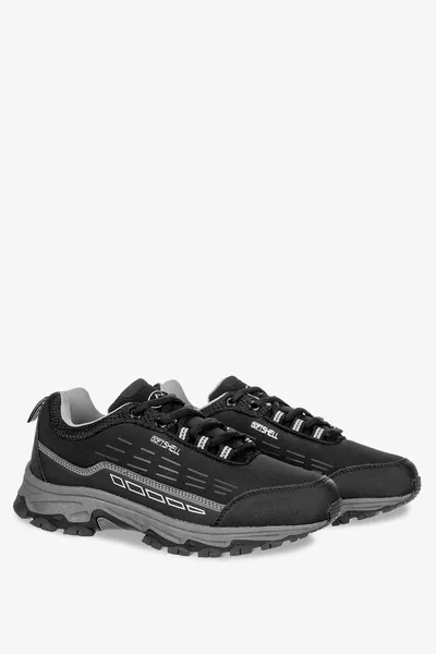 Casu Czarne buty trekkingowe sznurowane unisex softshell casu b2003-1