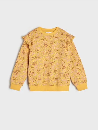 Sinsay Wygodna bluza wykonana z miękkiej, bawełnianej dzianiny. - żółty
