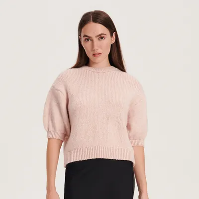 Reserved Sweter z krótkim rękawem - Różowy