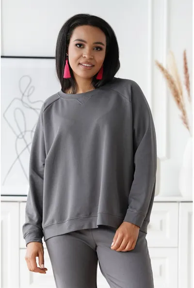 XL-ka Grafitowa oversizowa bluza plus size - Michaela