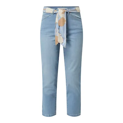 BETTY & CO WHITE BETTY & CO WHITE Spodnie capri jeansowe z bawełny z dodatkiem streczu