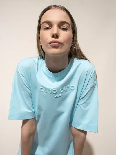 4F T-shirt oversize z bawełny organicznej damski 4F x Anna Lewandowska