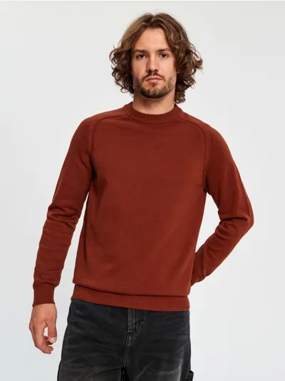 Sinsay Miekki, bawełniany sweter o regularnym kroju. - brązowy