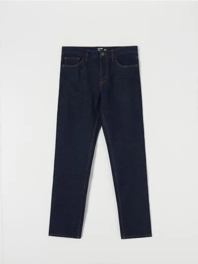Sinsay Wygodne jeansy wkonane z bawełnianej tkaniny. - niebieski