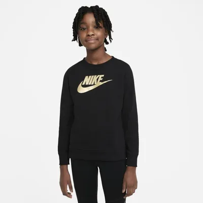Nike Bluza z dzianiny dresowej dla dużych dzieci (dziewcząt) Nike Sportswear - Czerń