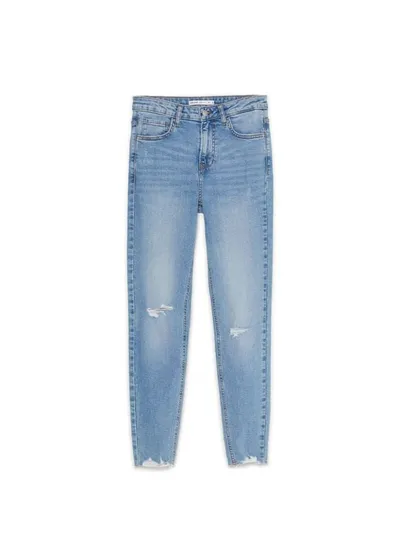 Cropp Jasnoniebieskie jeansy skinny z postrzępieniem