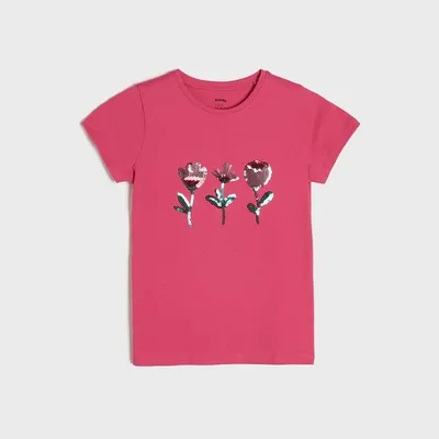 Sinsay Koszulka z cekinami - Różowy