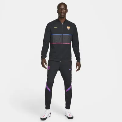 Nike Męska kurtka piłkarska z zamkiem na całej długości FC Barcelona - Czerń