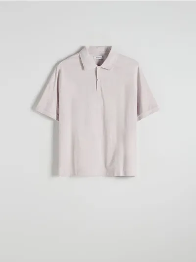 Reserved Koszulka polo o swobodnym kroju, z kolekcji PREMIUM, wykonana z bawełnianej dzianiny. - różowy
