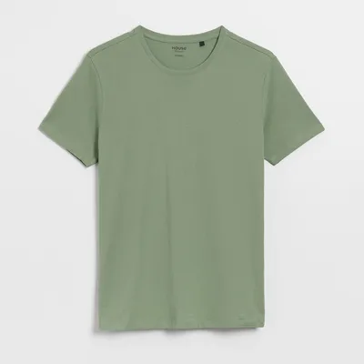 House Gładka koszulka Basic z okrągłym dekoltem pistacjowa - Zielony